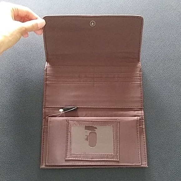 Solid Brown Wallet with white embroidery - Picture 3 of 6